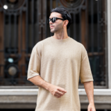 polo beige over set para hombre