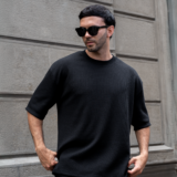 Polo Negro over set para hombre