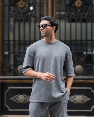 polo plomo over set para hombre