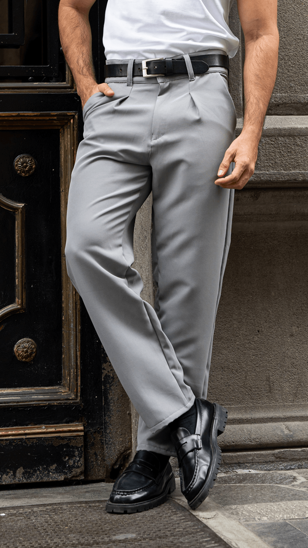 Pantalon Clasico Plomo Negro 1