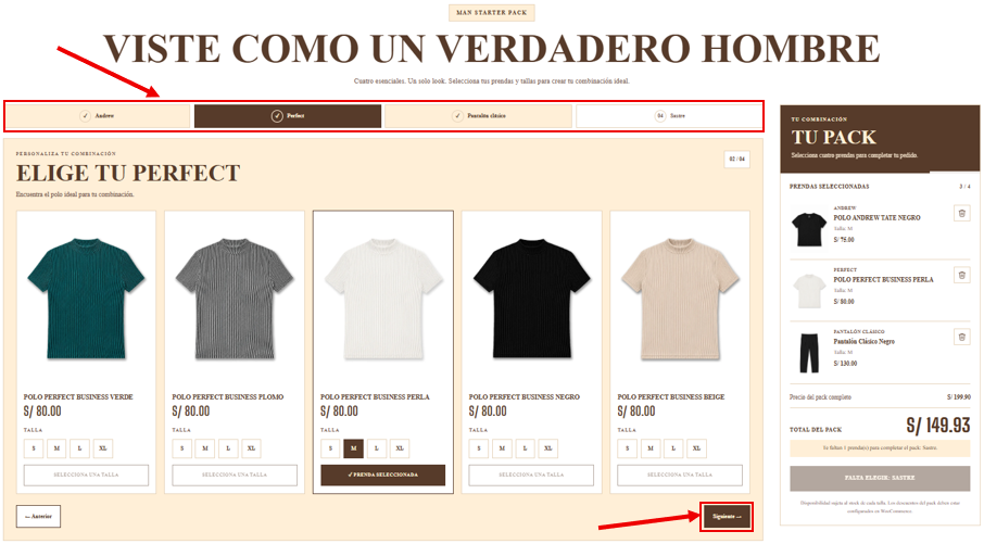 Paso 2: Completa tu combo